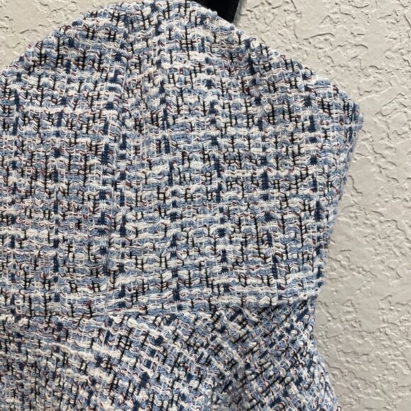 Zara Contrast Textured Peplum Tweed Top in Blue Small - Picture 4 of 9